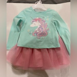 Cynthia Rowley unicorn long sleeve shirt with pink tutu skirt girls size 4